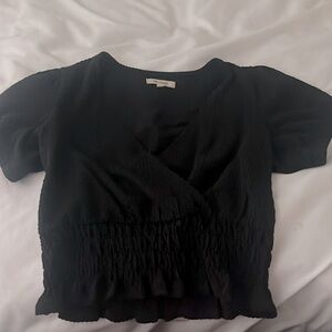 black deep v cropped blouse from madewell